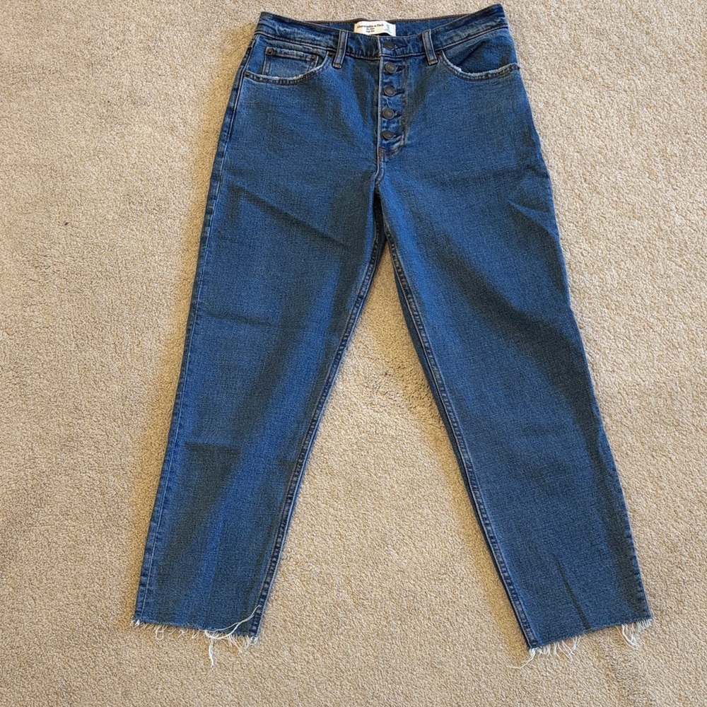 Abercrombie & Fitch Dark Blue Mom High Rise Ankle Jeans size 27/4